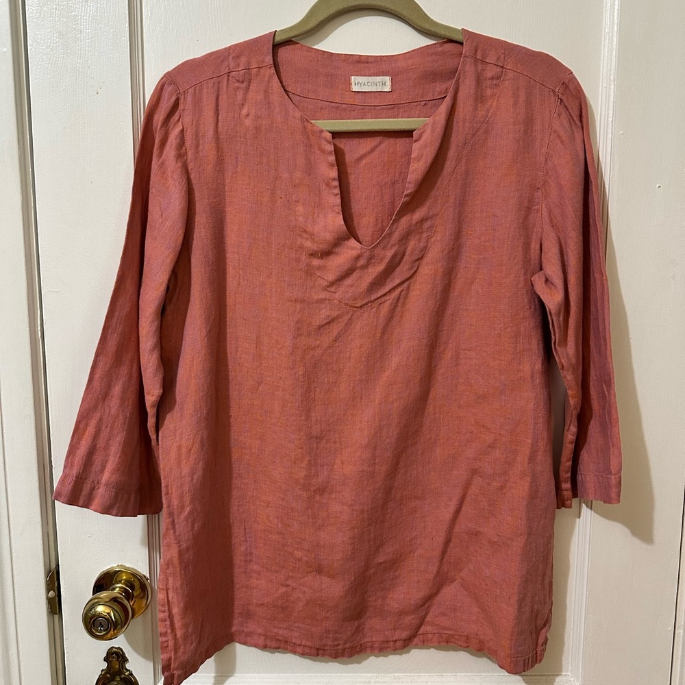 Pink 3/4 Sleeve Relaxed Tunic Top